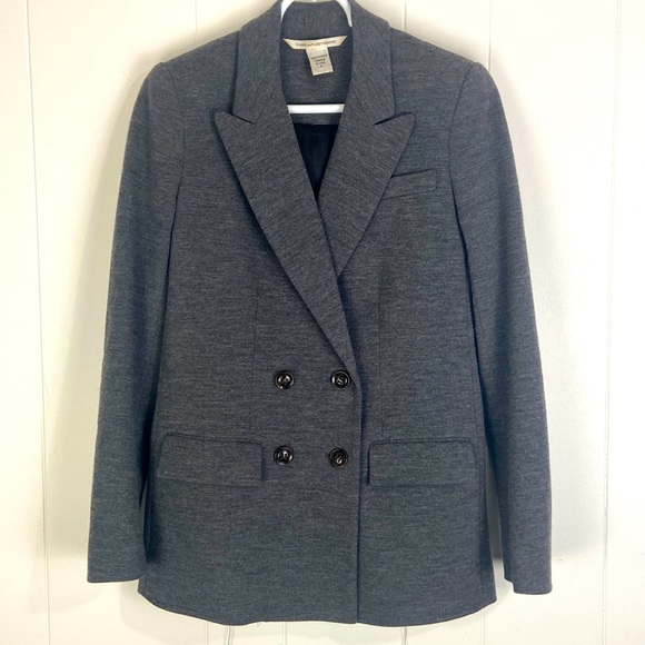 Diane Von Furstenberg Grey Wool Blend Blazer Double-breasted size 2 - Picture 1 of 12